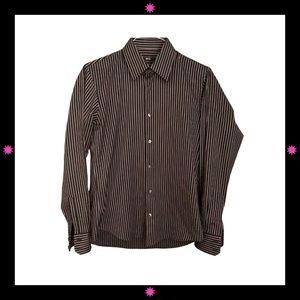 MEN'S LONG SLEEVE BLACK DRESS SHIRT WITH WHITE STRIPES BY BOSS 15 34/35